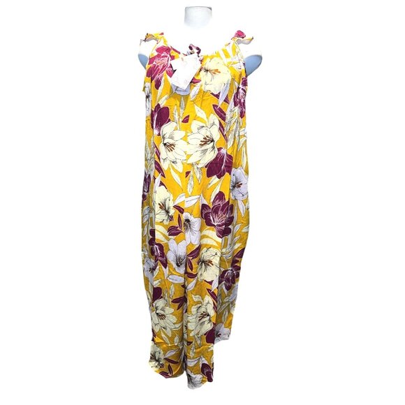 Band of the Free NWT Euphoria Gold Floral Wide Leg Jumpsuit Sz Small Womens Yell - Picture 3 of 14